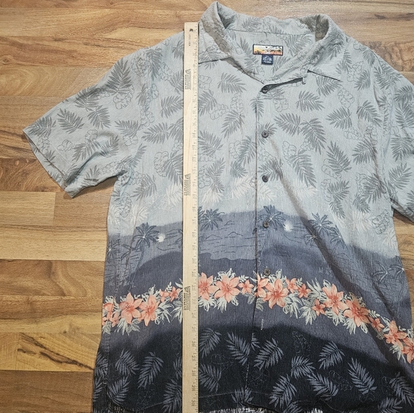 Havana Jacks Cafe Shirt green Floral silk Hawaiian short sleeve men's XXL - Picture 6 of 10